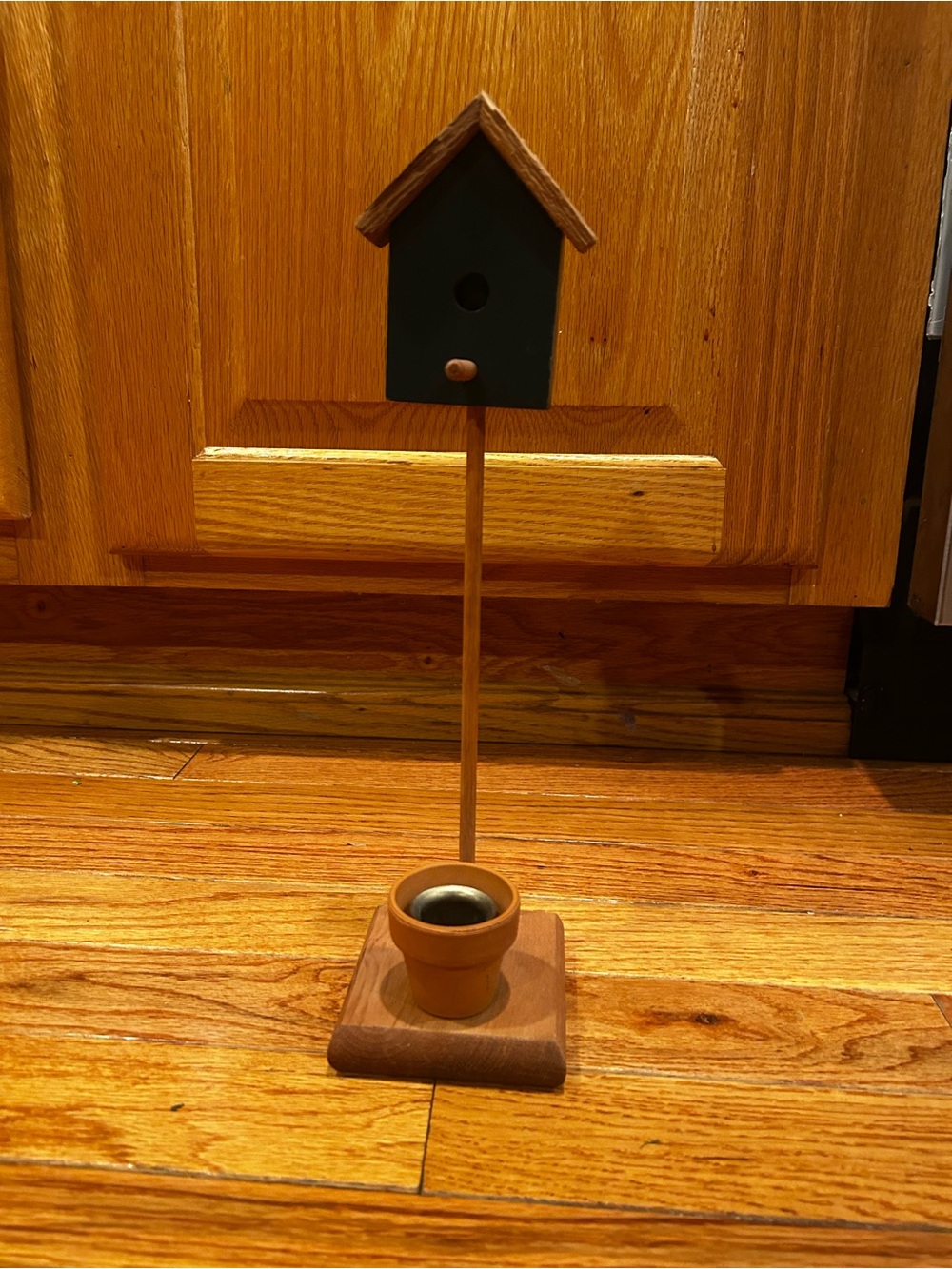 Bird house tapered candle holder